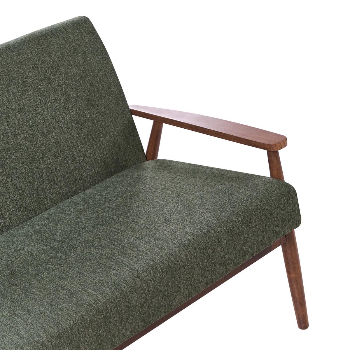 SOFA 2-Sitzer Dunkelbraun/Grün Esrum - Dunkelbraun/Grün, Holz/Textil (111/79/72cm) - Beliani