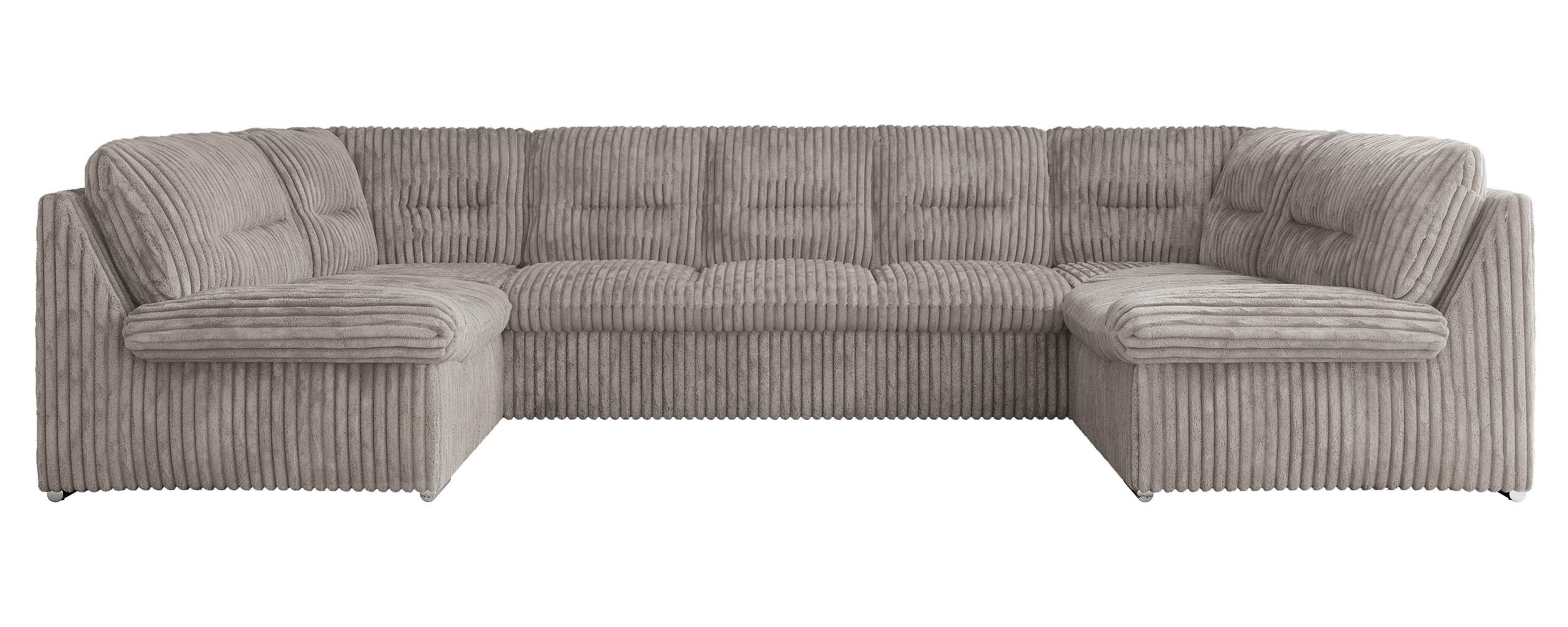 WOHNLANDSCHAFT MORBIDO U Hellgrau Cord - Silberfarben/Hellgrau, Textil/Metall (340/93/206cm) - MKS