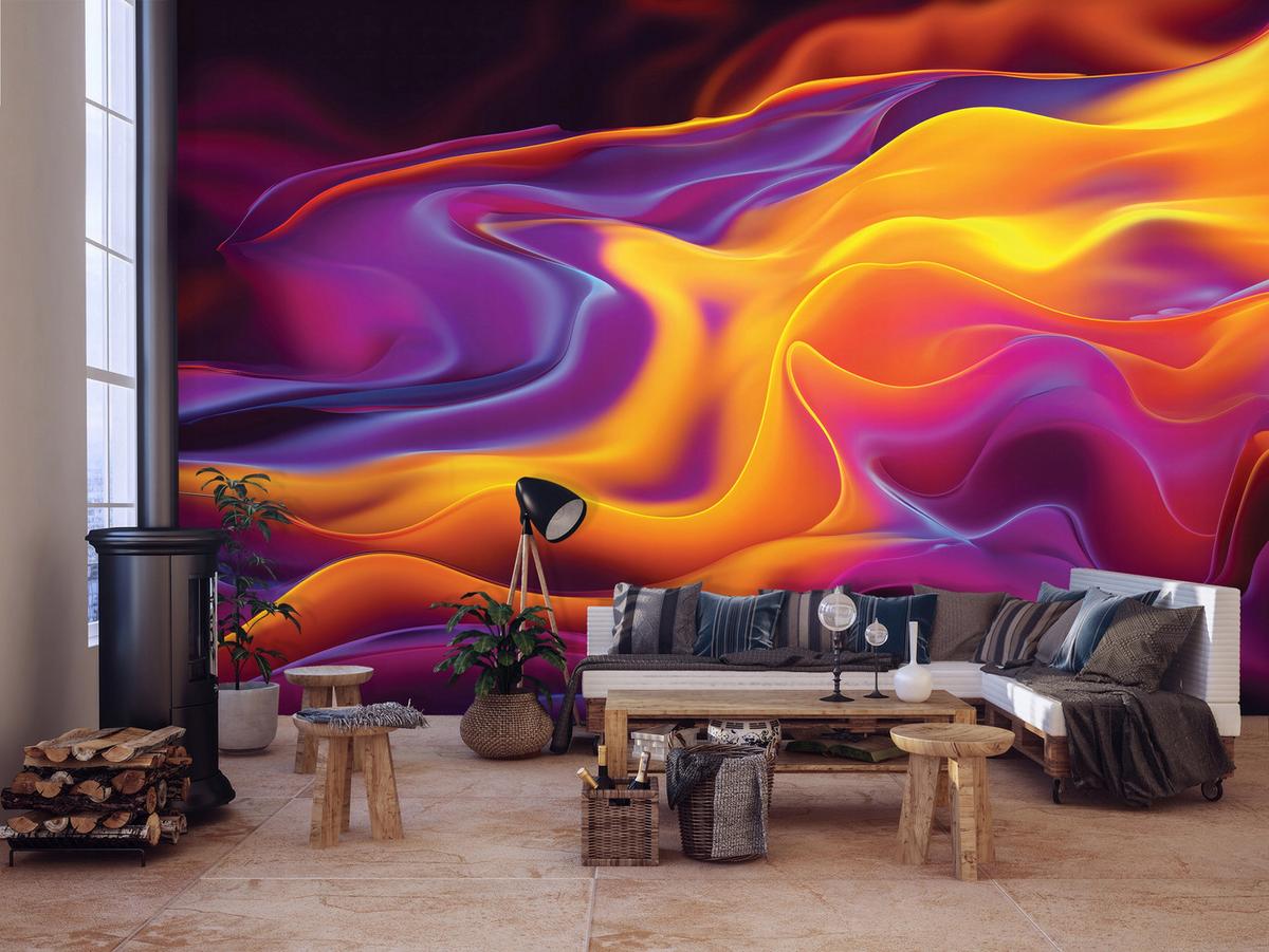 FOTOTAPETE Abstrakt 3D Orange 200x140 cm - Multicolor, Papier (200/140cm) - Wallarena