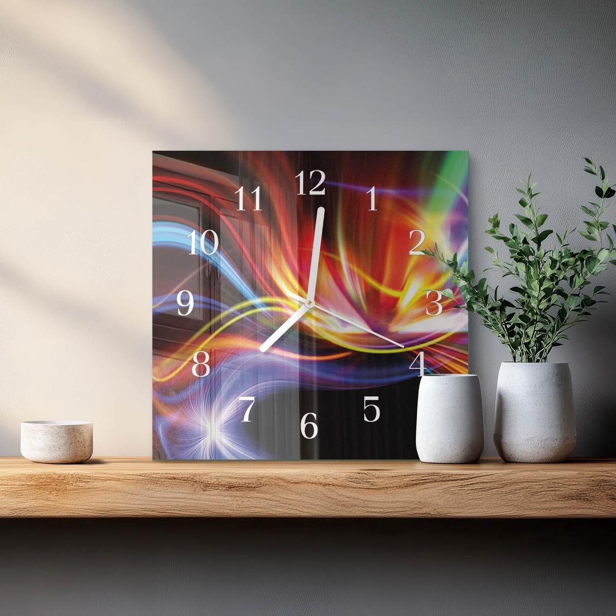 WANDUHR aus Glas 30x30 cm - Abstrakte Kunst - Multicolor, Glas (30/30/0.4cm) - TULUP