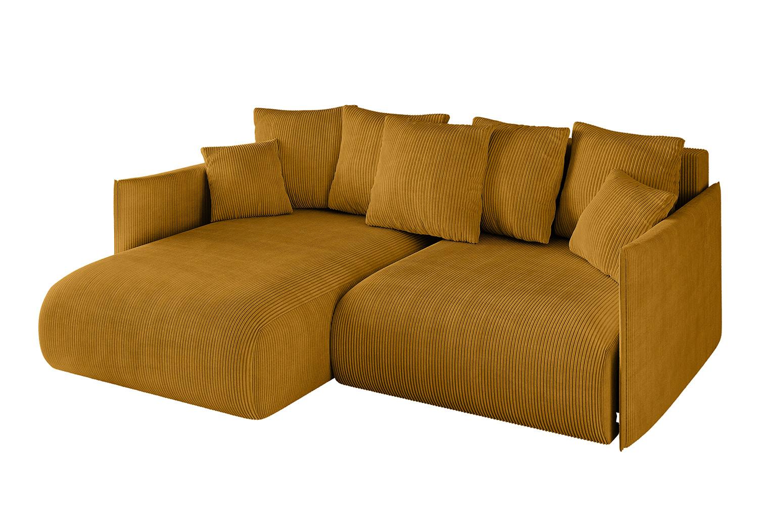 ECKSOFA Ottomane links ONESK-L 216x177x72 Senfgelb Cord - Currygelb, Holzwerkstoff/Kunststoff (216/177cm) - ALTDECOR