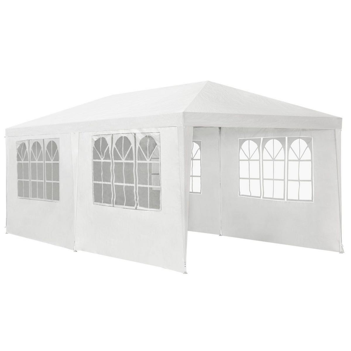PARTYZELT Gartenzelt weiß 3x6 m - Weiß, Metall (300/250/600cm) - Juskys