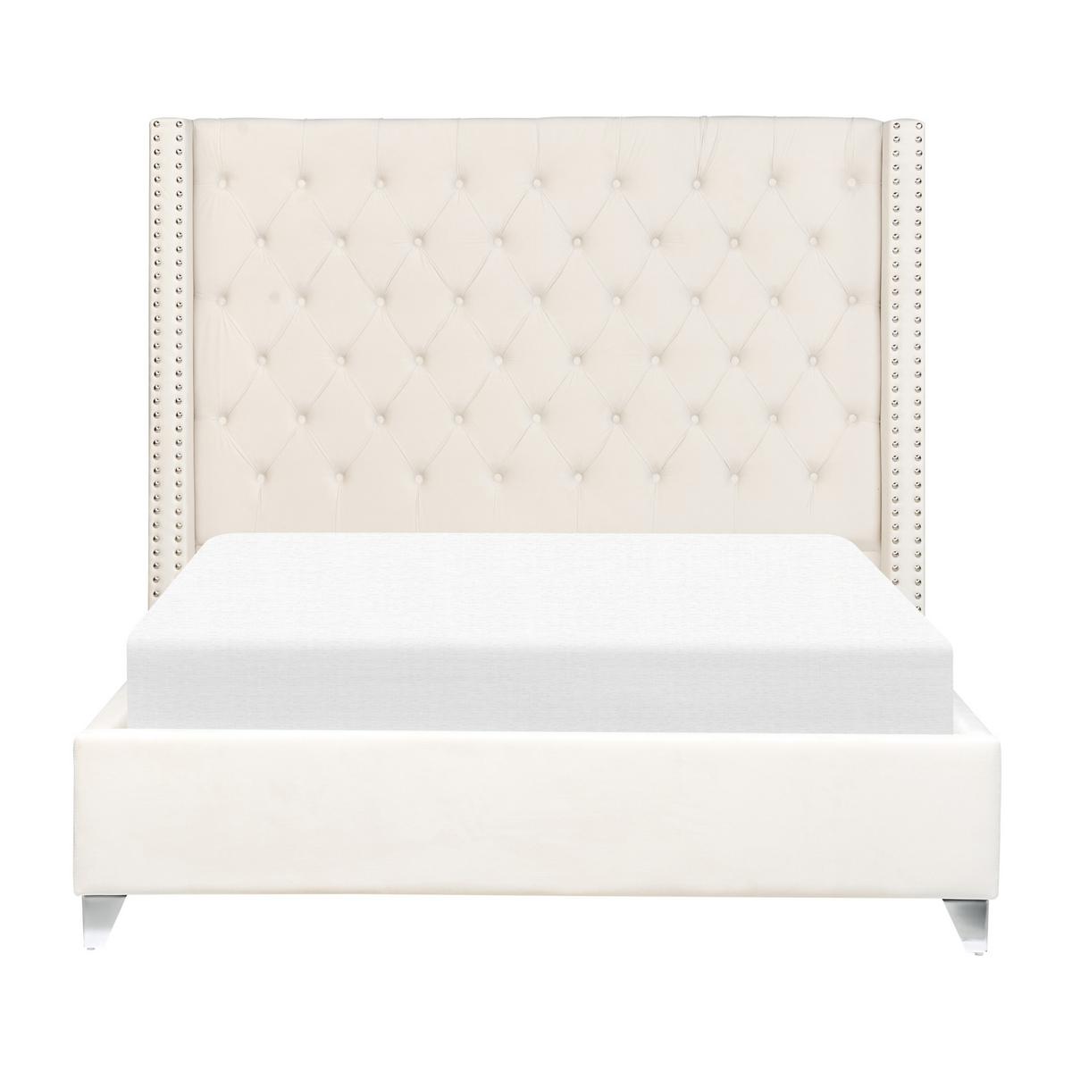 POLSTERBETT 140/200cm Cremeweiß Lubbon - Creme, Textil (140/200cm) - Beliani
