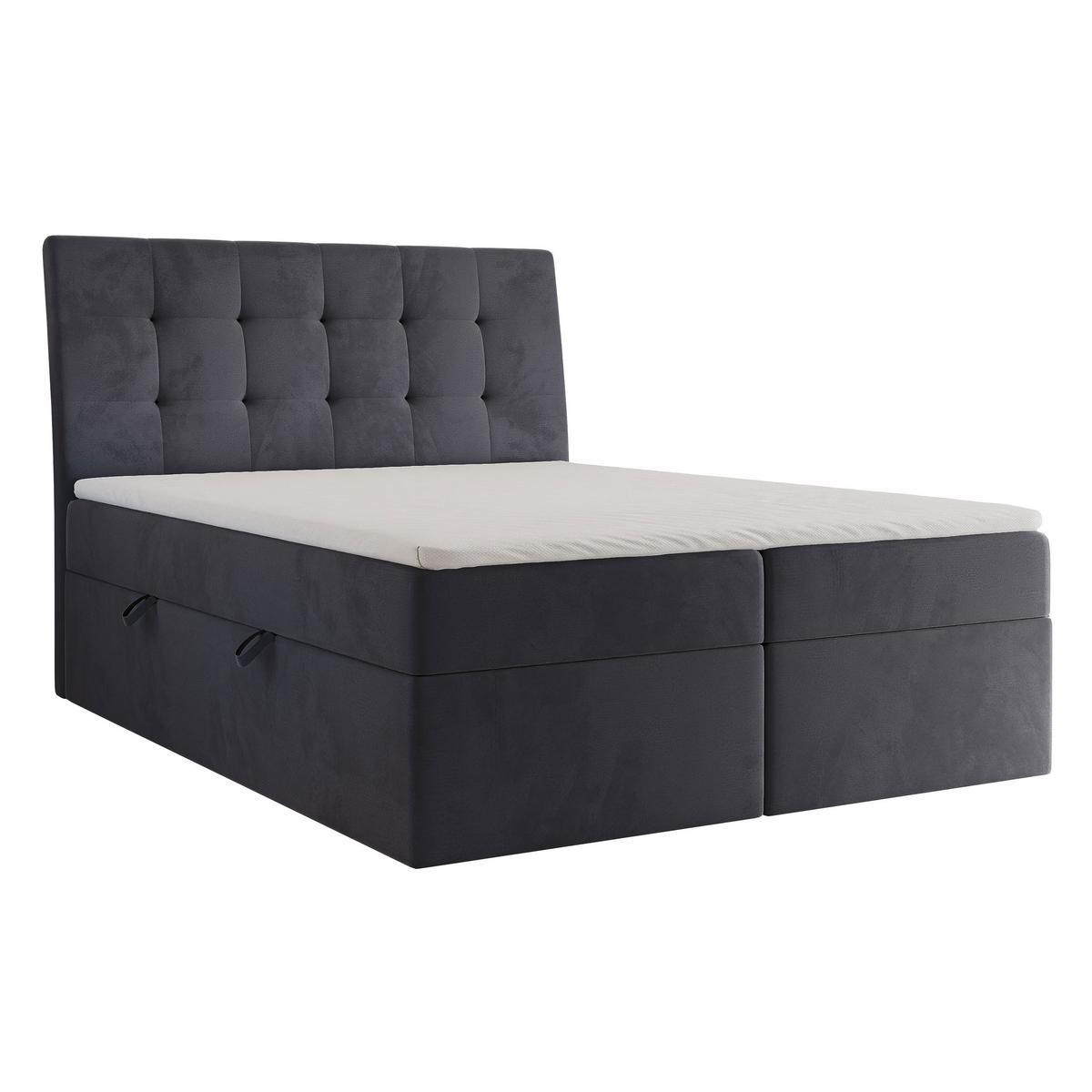 BOXBETT 160x200 cm mit Topper - Anthrazit, Textil (160/200cm) - Idohome