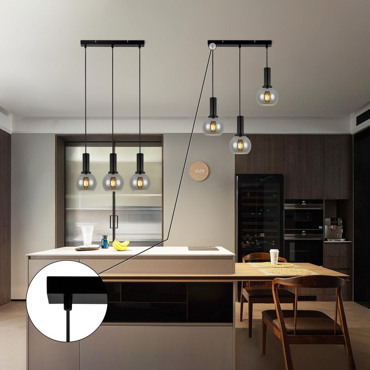 HÄNGELEUCHTE Rookq 13/145/40 cm - Schwarz, Metall (40/13/145cm) - ZMH