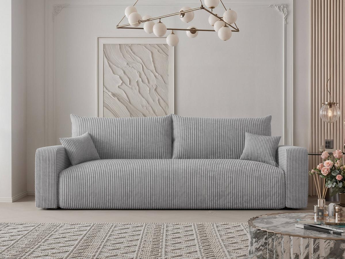 SOFA mit Schlaffunktion, Hellgrau - Hellgrau, Holzwerkstoff (246/79/93cm) - Idohome
