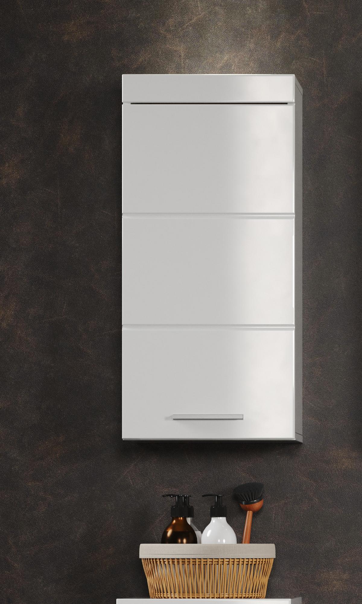 HÄNGESCHRANK weiß Hochglanz 37 x 77 cm, Badschrank hängend - Weiß, Holzwerkstoff/Kunststoff (37/77/23cm) - Top.Furn