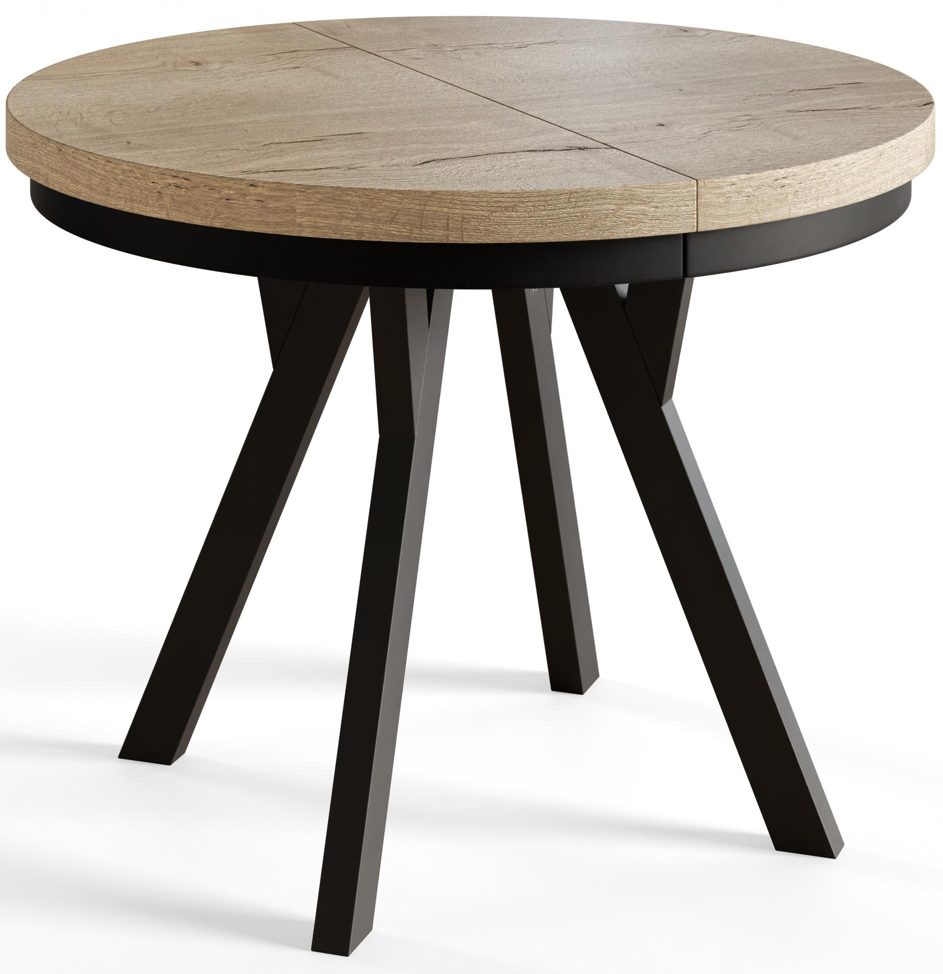 RUNDER Esstisch ausziehbar – Moderner Wohnzimmertisch und Küchentisch – Tisch mit Stabile Konstruktion, Durchmesser 110 cm - 210 cm - Farbe Halifax - Schwarz/Braun, Holzwerkstoff (110/110/77cm) - Alpi-Möbel