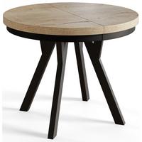 RUNDER Esstisch ausziehbar – Moderner Wohnzimmertisch und Küchentisch – Tisch mit Stabile Konstruktion, Durchmesser 100 cm - 200 cm - Farbe Halifax - Schwarz/Braun, Holzwerkstoff (100/100/77cm) - Alpi-Möbel