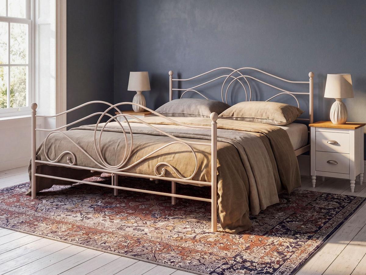 BETT mit Lattenrost 180/200 Stahl Hellbeige Lyra - Beige, Metall (180/200cm) - Beliani