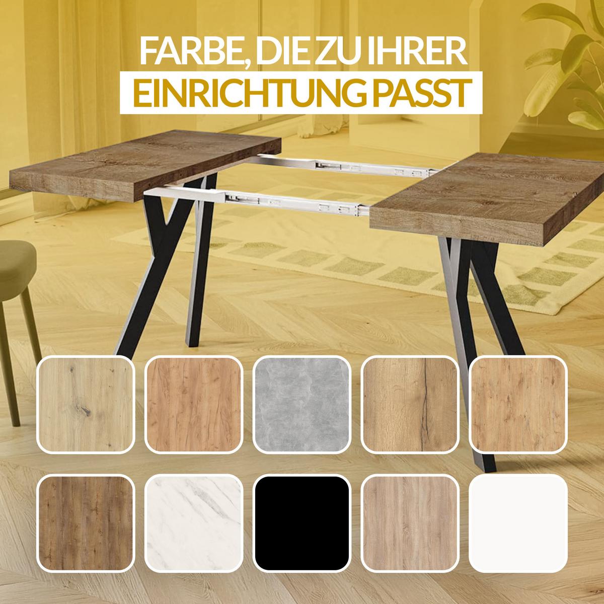 QUADRATISCHER Esstisch ausziehbar – Moderner Wohnzimmertisch und Küchentisch – Tisch mit Holzbeinen, Durchmesser 100 - 200 cm - Farbe Lancelot - Beige/Weiß, Holzwerkstoff (100/100/77cm) - Alpi-Möbel
