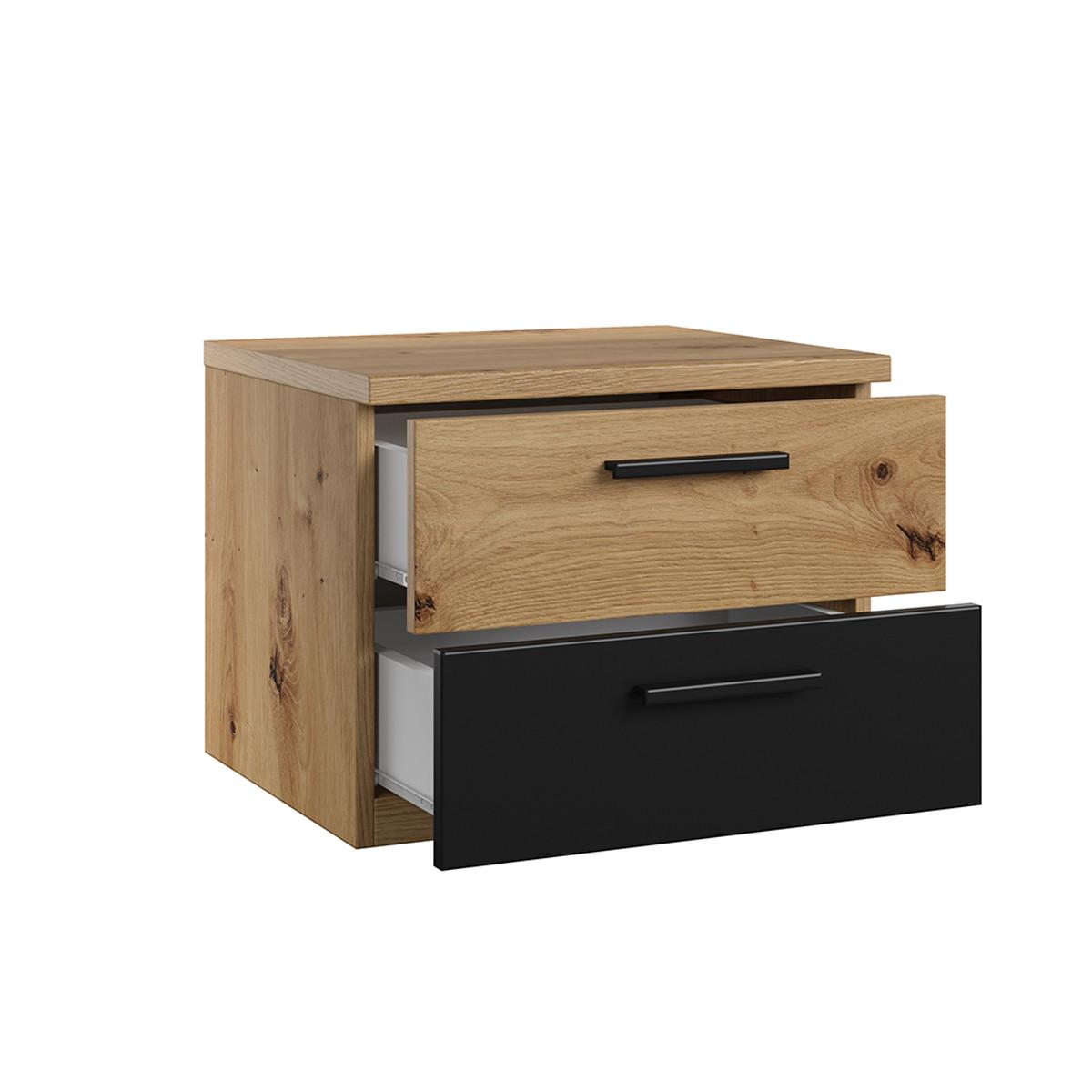 NACHTTISCH Alec Holz und Schwarz - Schwarz, Holzwerkstoff (46.3/36.5/40cm) - Petits-meubles