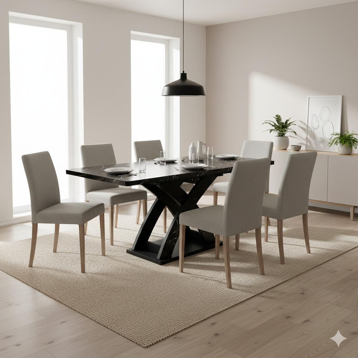 ROZKLADACÍ JEDÁLENSKÝ STÔL – čierny MDF s funkciou rozťahovania a základňou v tvare X - Eiche San Remo, Holzwerkstoff/Metall (80/120/75cm) - Urban Meuble