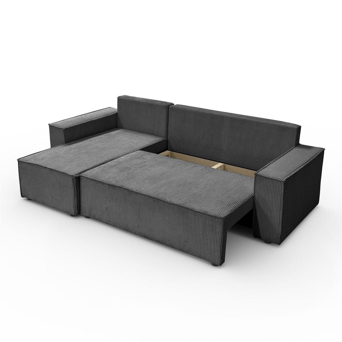 GEPOLSTERTES Ecksofa CARLOS L, Poso 34 - Dunkelgrau, Textil (247/143cm) - Lookway