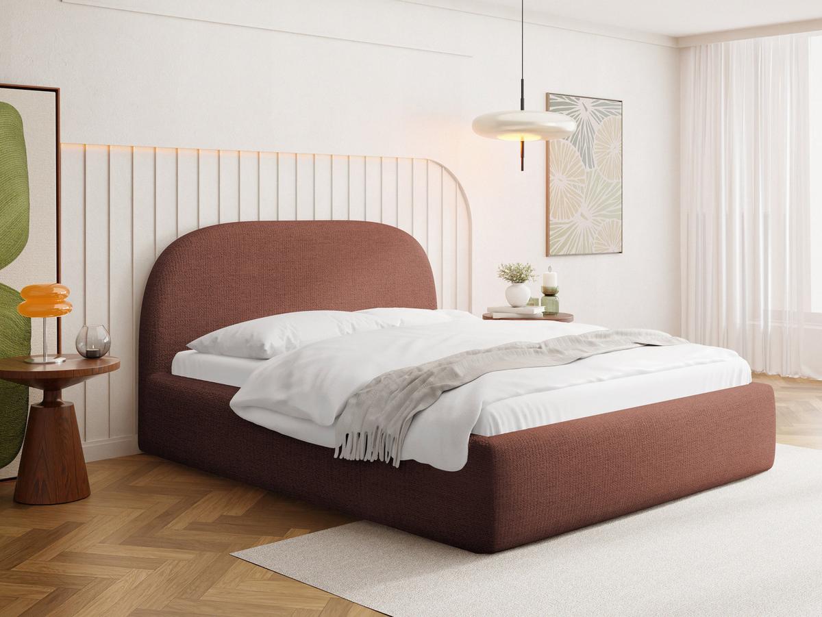POLSTERBETT Puro mit Bettkasten & Metall-Lattenrost in Terrakotta Chenille 160x200 cm - Birkefarben/Terracotta, Kunststoff/Textil (160/200cm) - WFL GROUP