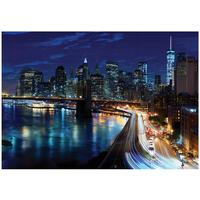 FOTOTAPETE Stadt Nachts Blau 250x175 cm - Multicolor, Papier (250/175cm) - Wallarena