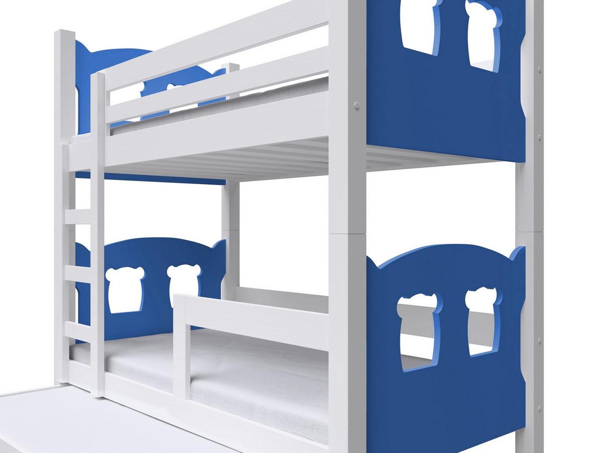 ETAGENBETT LEONE mit Bettkasten 80x180 cm Weiß - Blau/Weiß, Holz (80/180cm) - MASSENO
