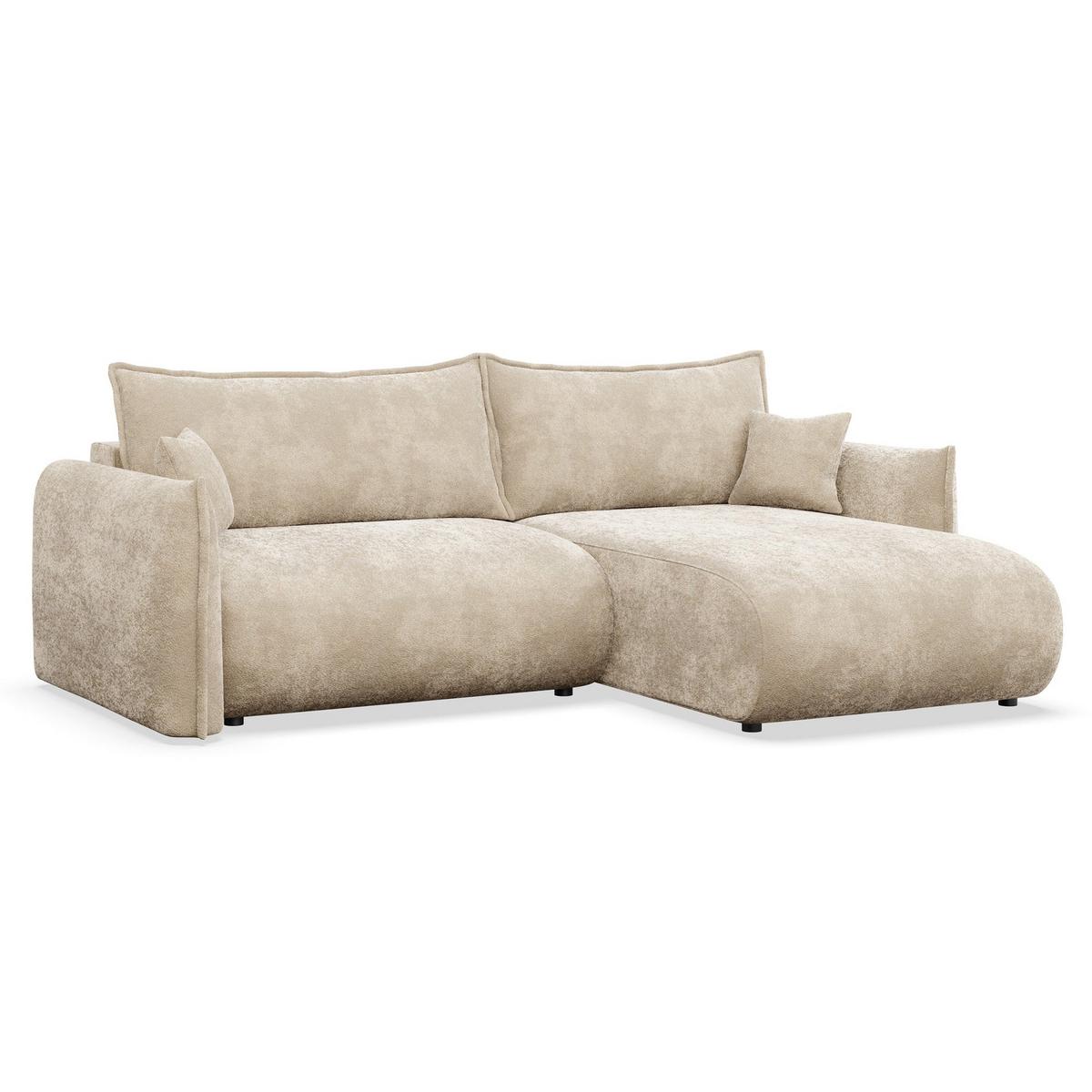 ECKSOFA Cushi Beige-Chenille - Beige/Schwarz, Kunststoff/Textil (183/252cm) - Selsey