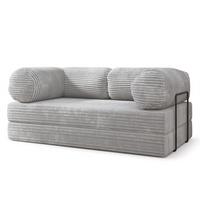 BETTSOFA ALVIO aus Schaumstoff Kordstoff Hellgrau Schlaffunktion - Grau, Textil (170/68/80cm) - MASSENO