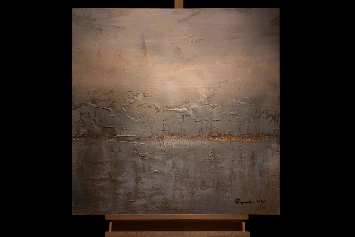 ACRYLBILD HANDGEMALT 80/80 cm - Grau/Grün, Holz/Textil (80/80cm) - KUNSTLOFT