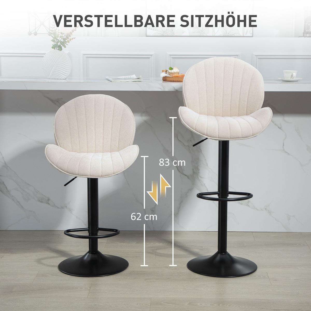 BARHOCKER 2er Set Polyester Stahl Beige - Beige/Schwarz, Textil/Metall (48/115/50cm) - HOMCOM