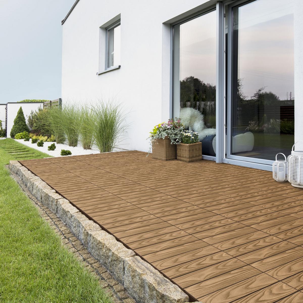 TERRASSENFLIESE Teak 33 Stück - Alteiche, Holzwerkstoff (30/30/2cm) - ML-DESIGN