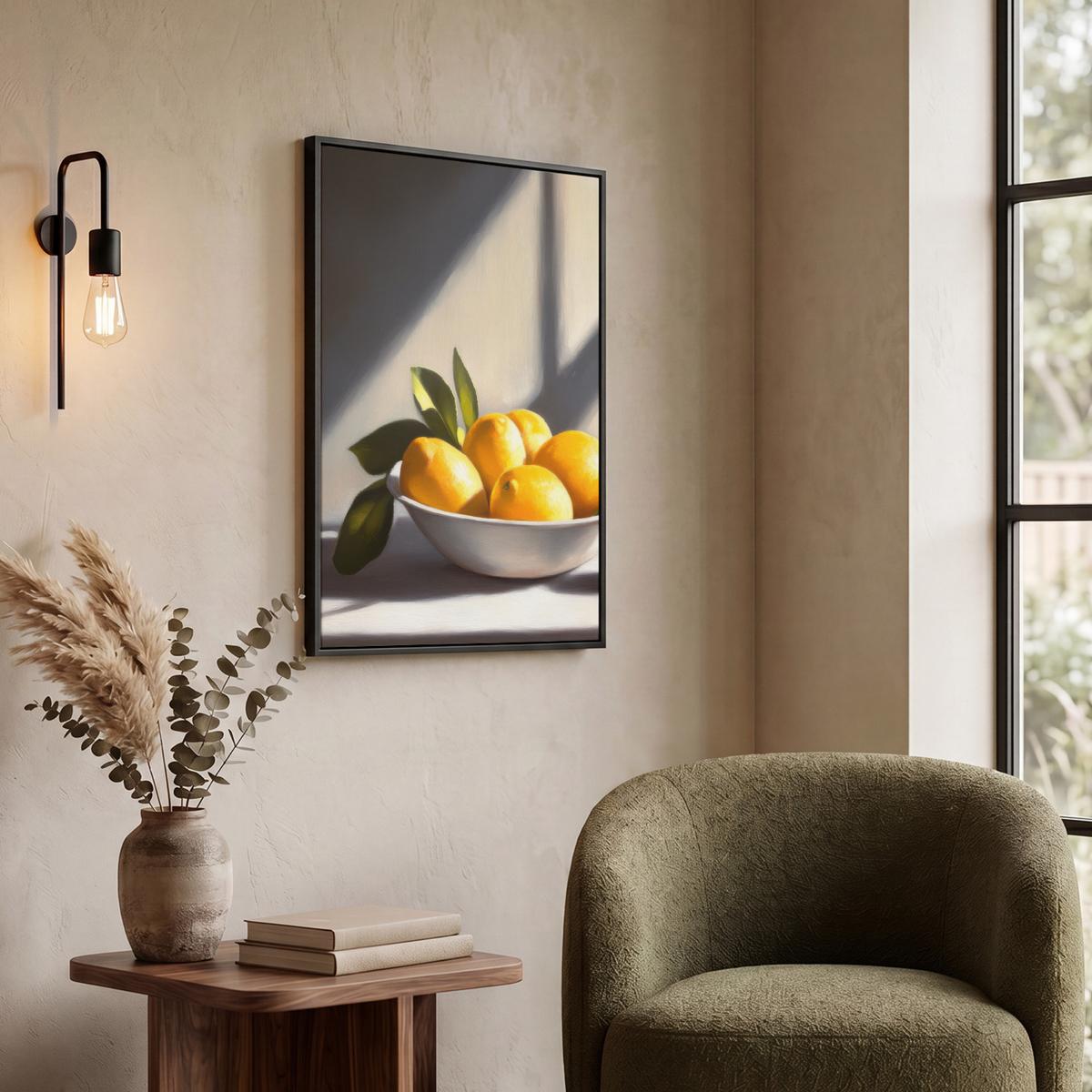 LEINWAND Bilder mit Rahmen - Zitronen - Stilleben - Gelb - 50x70 - Gelb, Textil (50/70cm) - MuchoWow