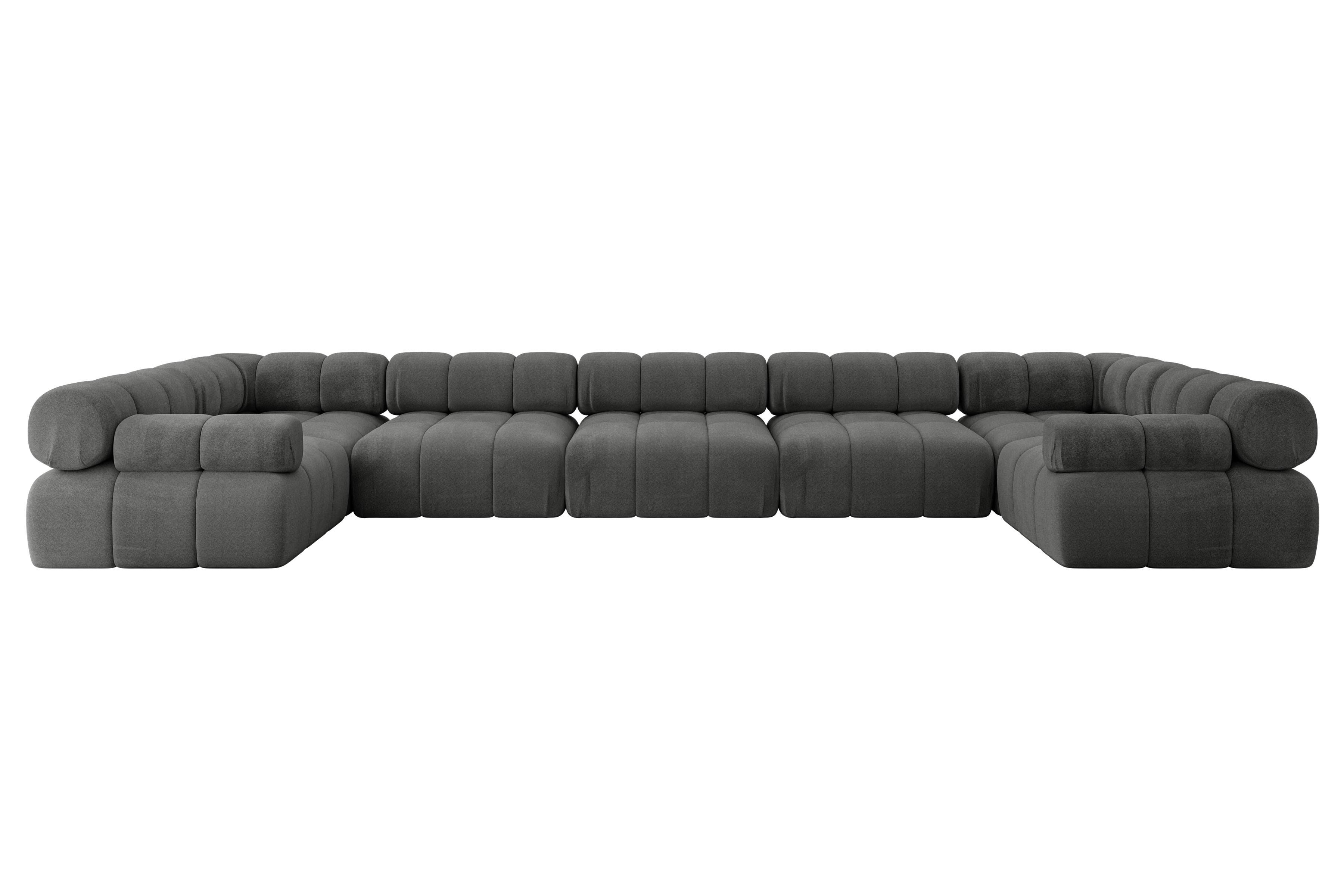 WOHNLANDSCHAFT modulares Sofa Birno-U3 - 475x190x70 cm Dunkelgrau Velours - Dunkelgrau, Holzwerkstoff/Textil (475/70/190cm) - ALTDECOR