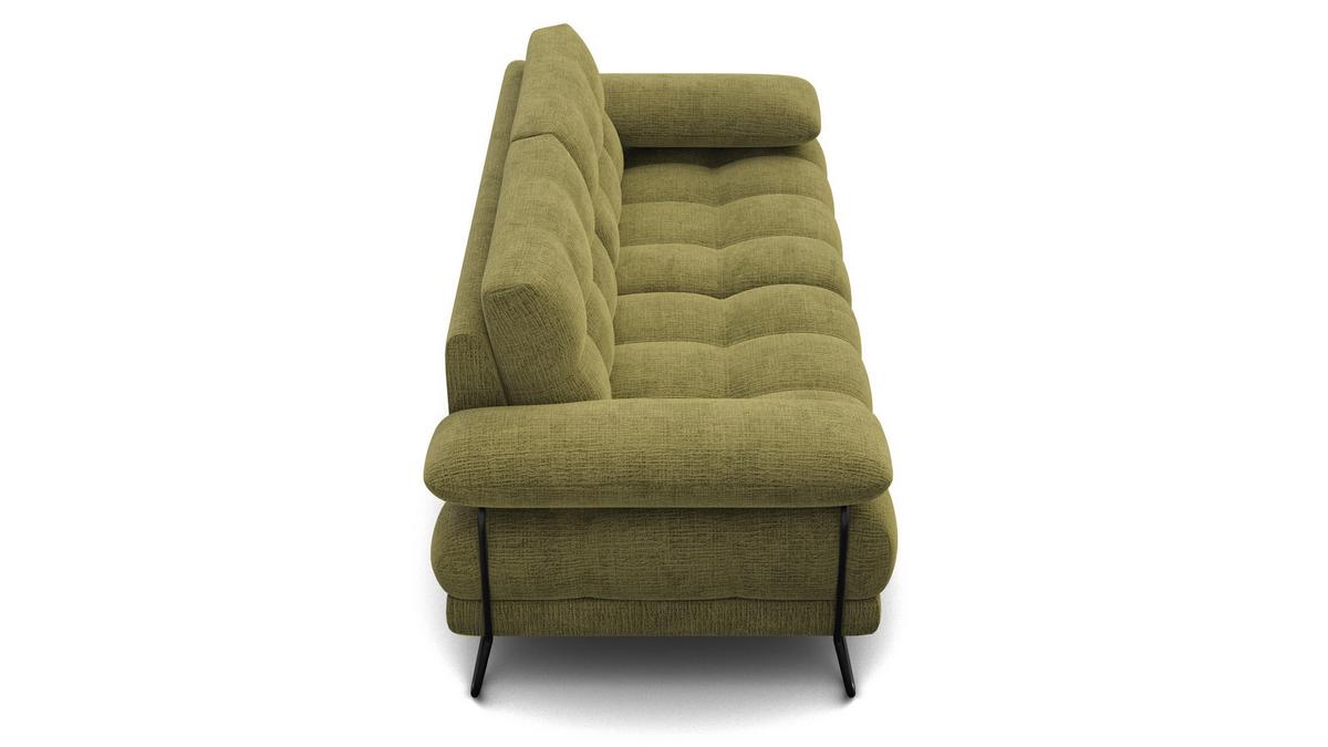 SOFA BUBBARA 2,5-Sitzer, olivgrün - Schwarz/Olivgrün, Holz/Textil (215/87/96cm) - Wozimo