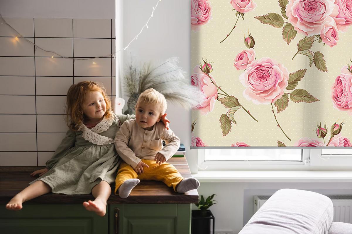INNENROLLO - Fensterrollo - Rollo - 80x180 cm - Rosen - Pink, Kunststoff (80/180/0.5cm) - TULUP