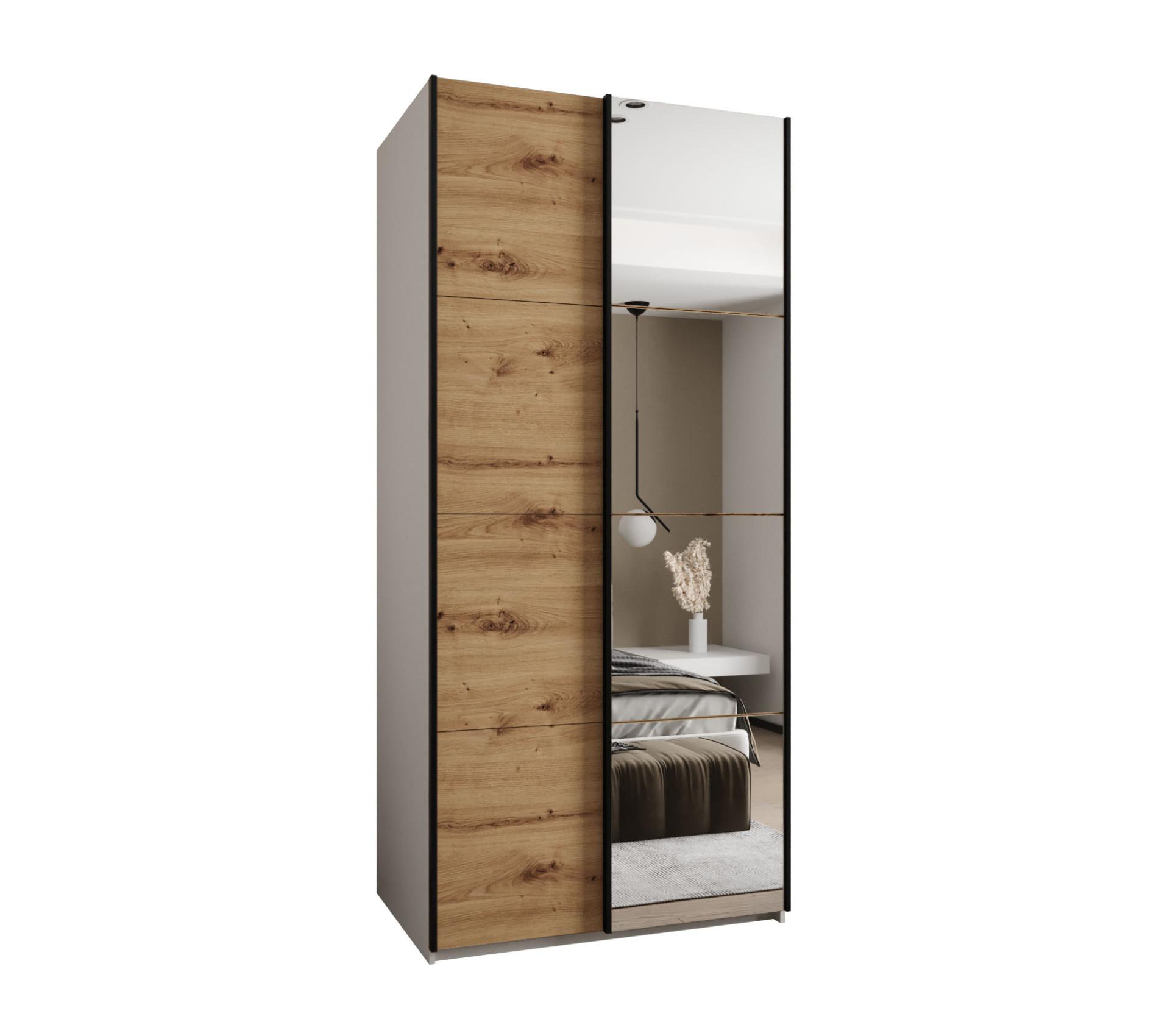 SCHWEBETÜRENSCHRANK 245,5/110/64 2-türig - Schwarz/Eiche Artisan, Holz/Metall (110/245/64cm) - Abiks Möbel
