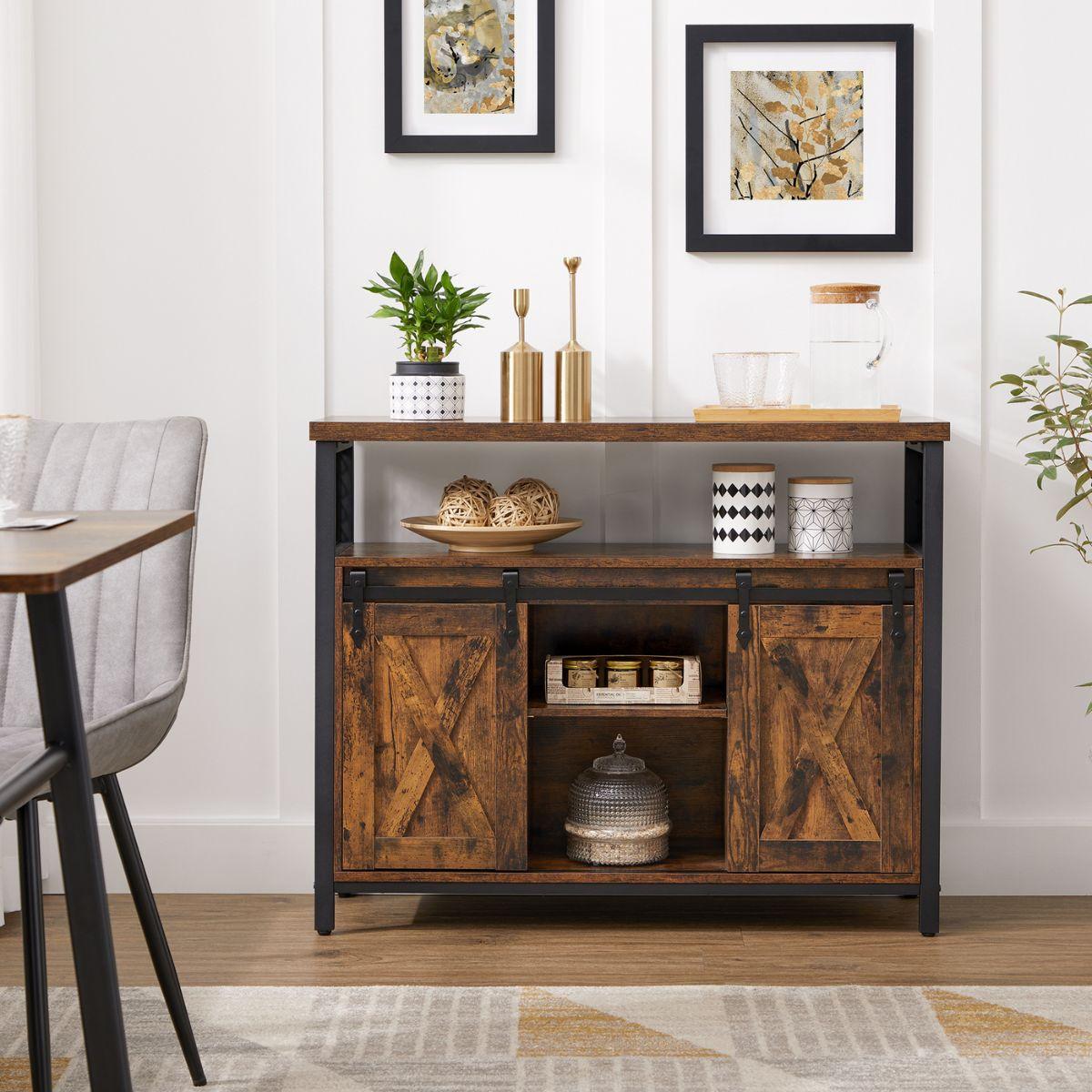 SIDEBOARD im Industriestil mit Schiebetüren - L100 cm - Braun, Holzwerkstoff (33/80/111.5cm) - Calicosy