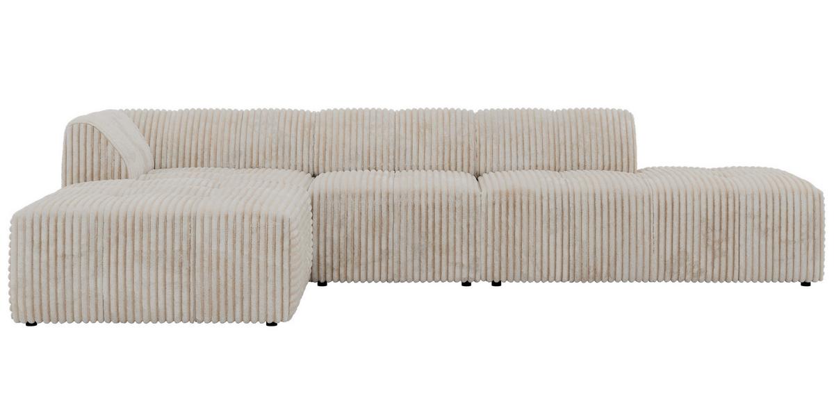 ECKSOFA GRIDA 4M L Beige Cord - Links - Beige/Creme, Kunststoff/Textil (335/176cm) - MKS