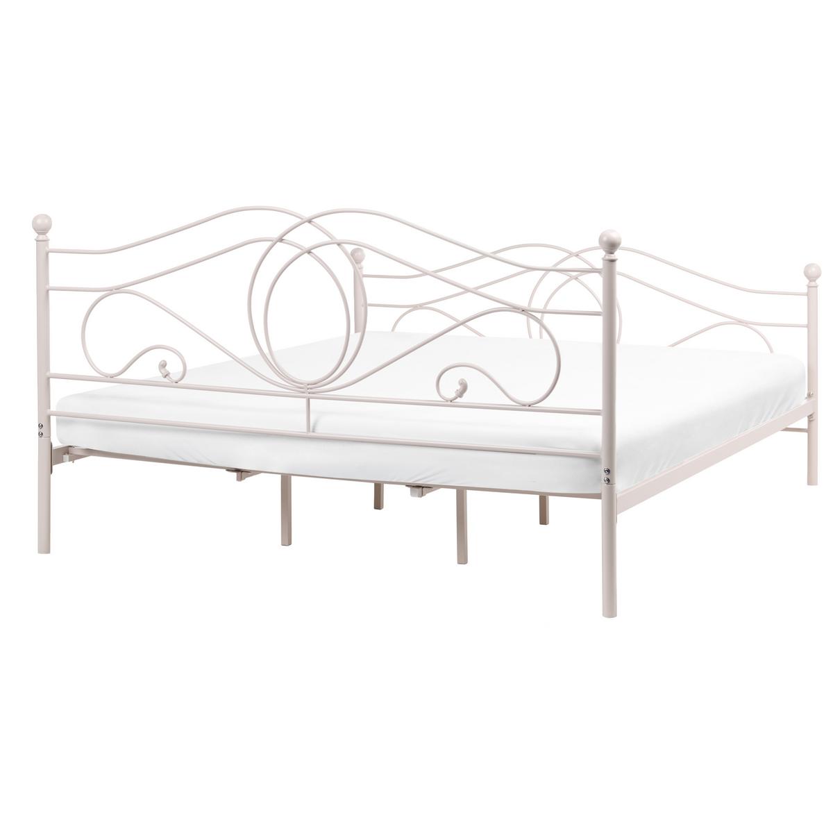 BETT mit Lattenrost 180/200 Stahl Hellbeige Lyra - Beige, Metall (180/200cm) - Beliani