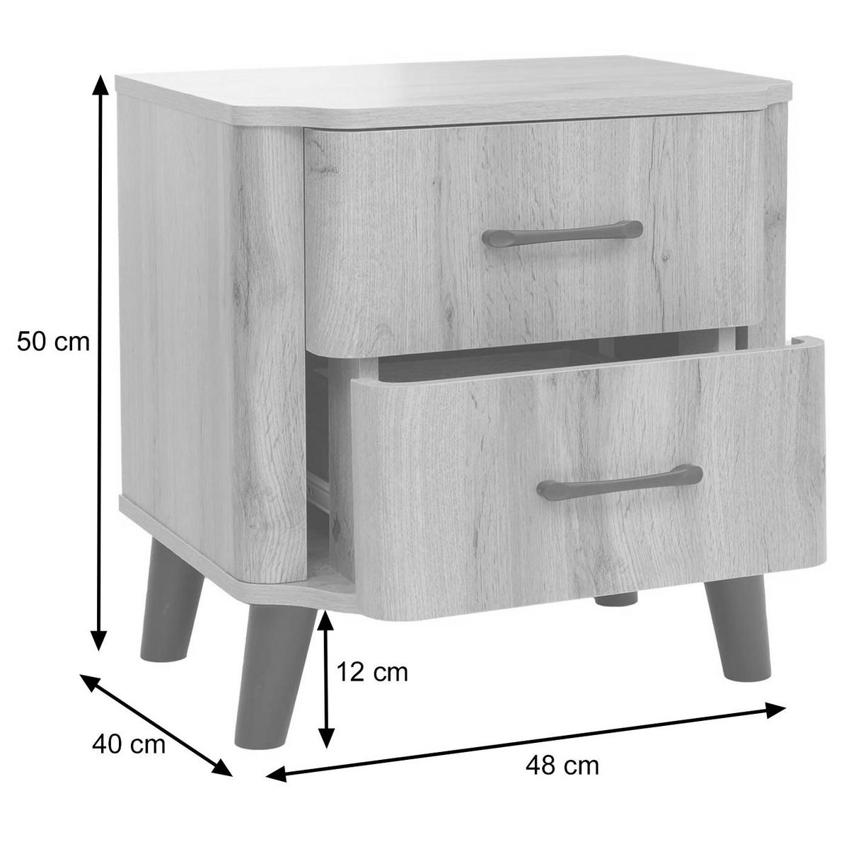 NACHTTISCH organisch Walnuss Dekor - Walnussfarben, Holz (48/50/40cm) - MCW