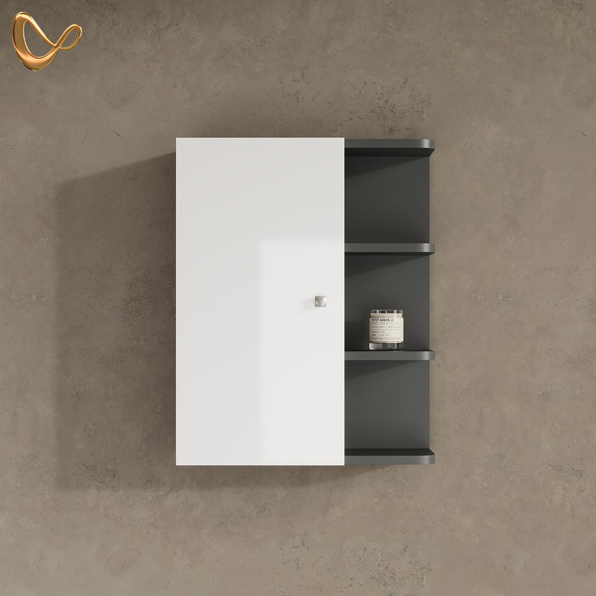 BADSCHRANK Fucino Weiß Hochglanz 47.2 x 59.2 cm - Weiß Hochglanz, Holzwerkstoff (47.2/59.2/20.8cm) - Livinity®