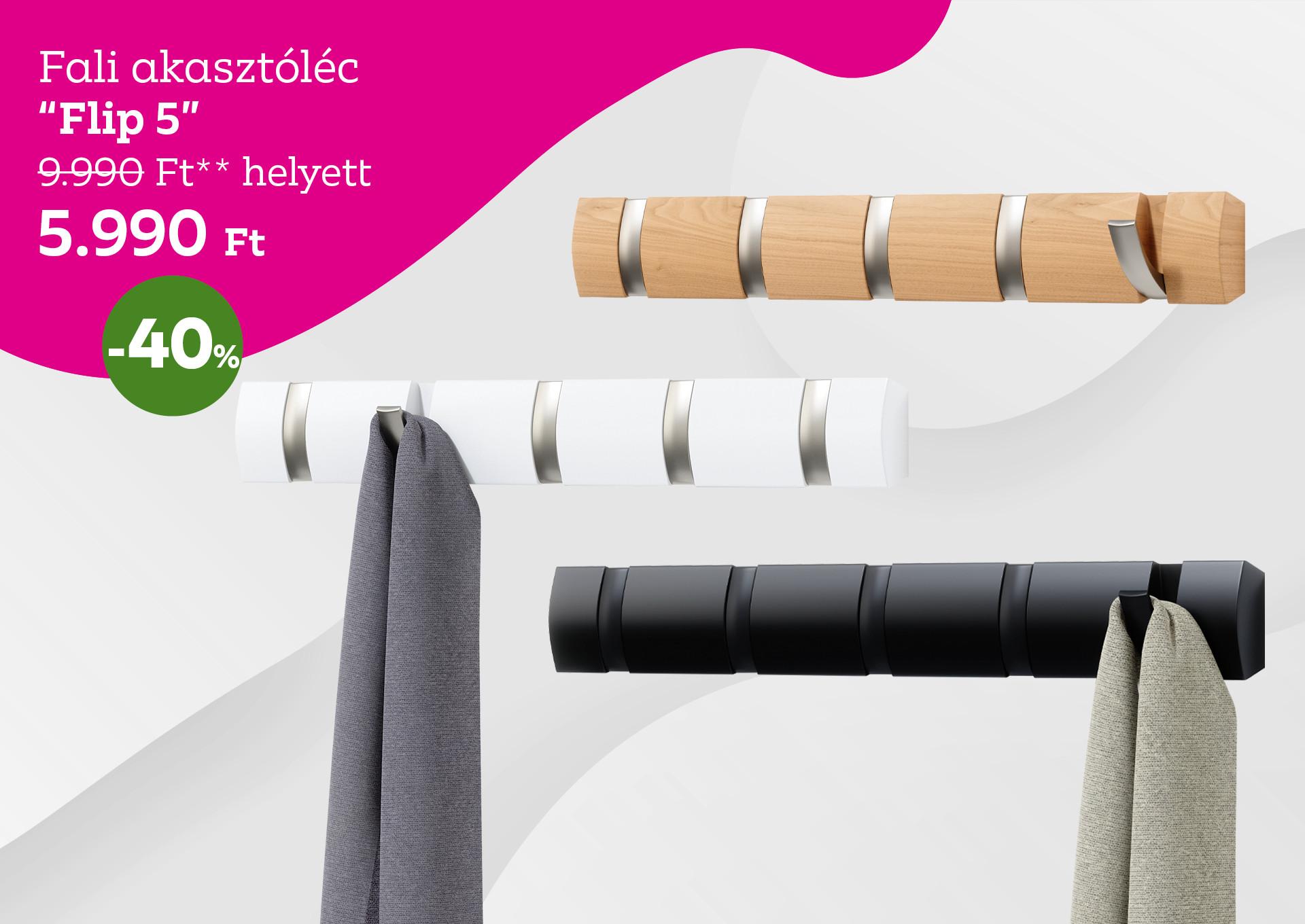 Fali akasztóléc FLIP 5 9990 Forint helyett 5990 Forint, kedvezmény mértéke 40%