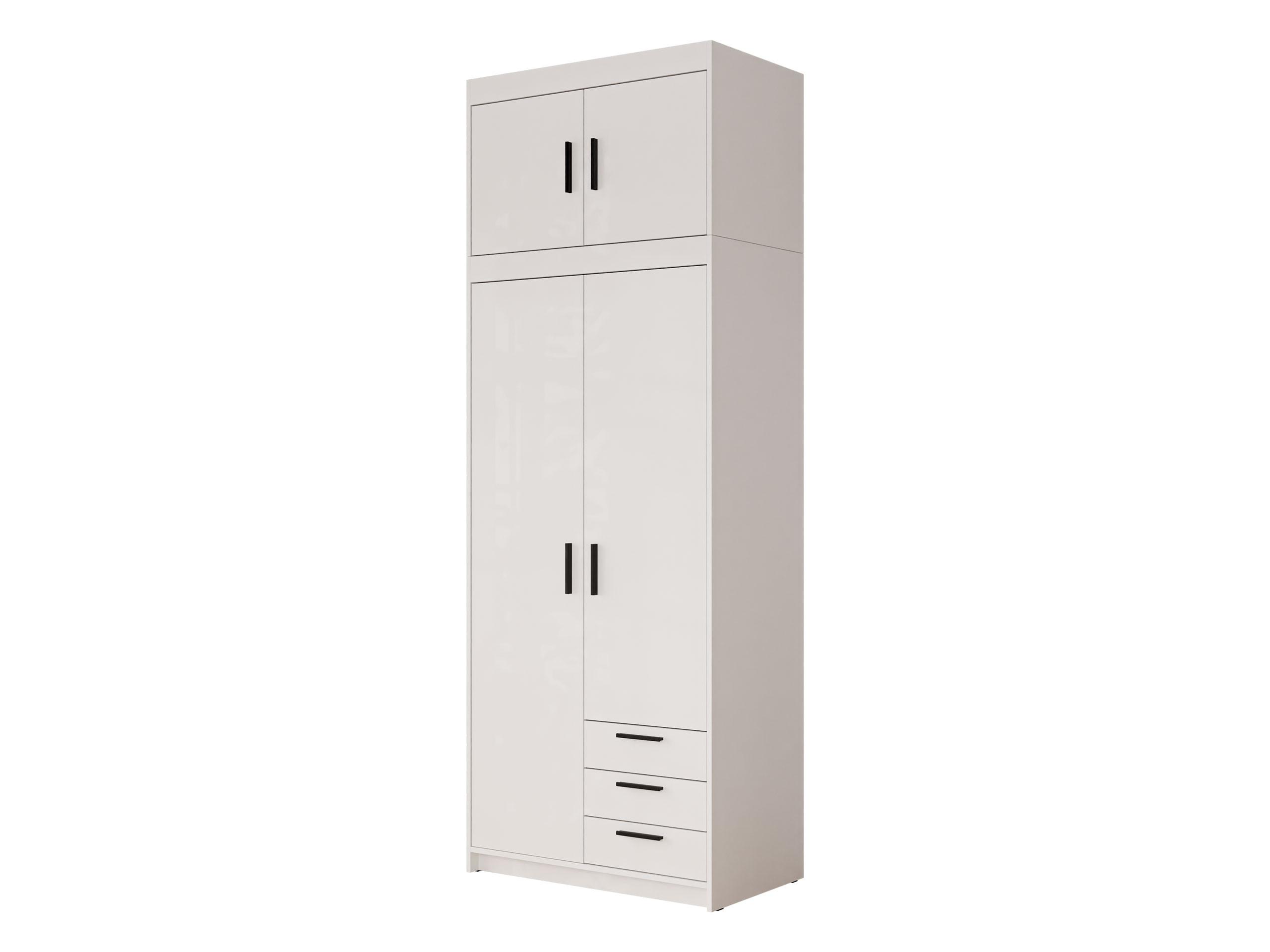 KLEIDERSCHRANK Elena 2D3S + Schrankaufsatz - Schwarz/Weiß, Holzwerkstoff/Kunststoff (90/246/53cm) - MIRJAN24