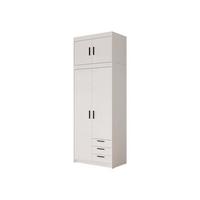 KLEIDERSCHRANK Elena 2D3S + Schrankaufsatz - Schwarz/Weiß, Holzwerkstoff/Kunststoff (90/246/53cm) - MIRJAN24