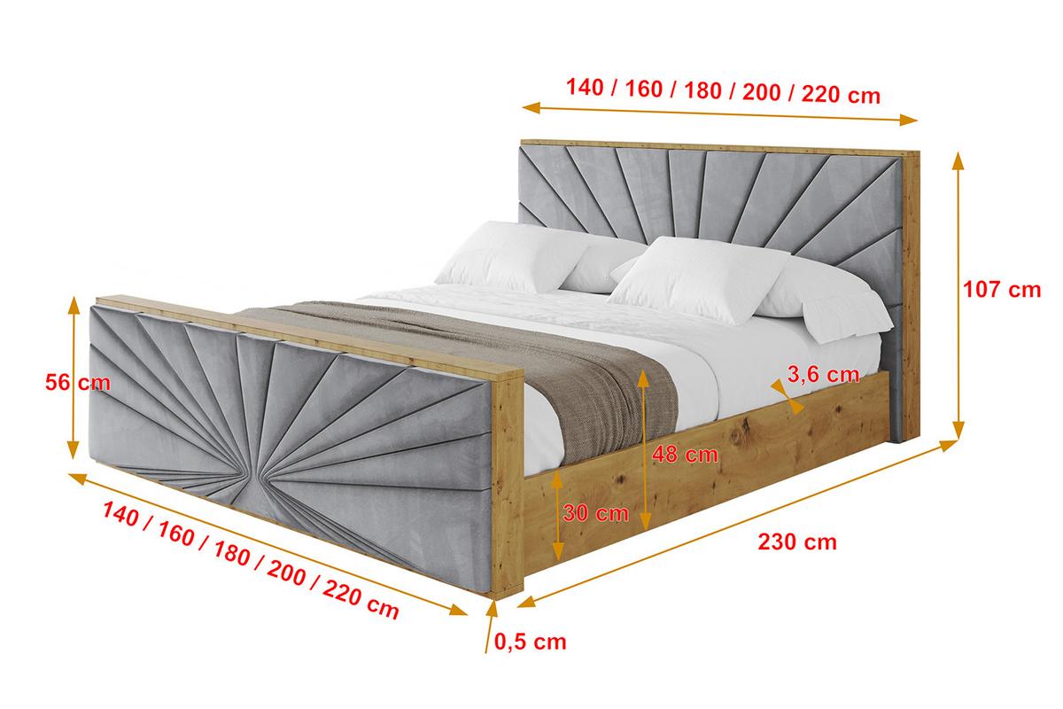 POLSTERBETT mit Bettkasten, Fußteil und Lattenrost, Boxbett mit Matratze H3/H4 - ENZO6-Z 120x200 Grau - Grau, Holzwerkstoff/Textil (120/200cm) - ALTDECOR