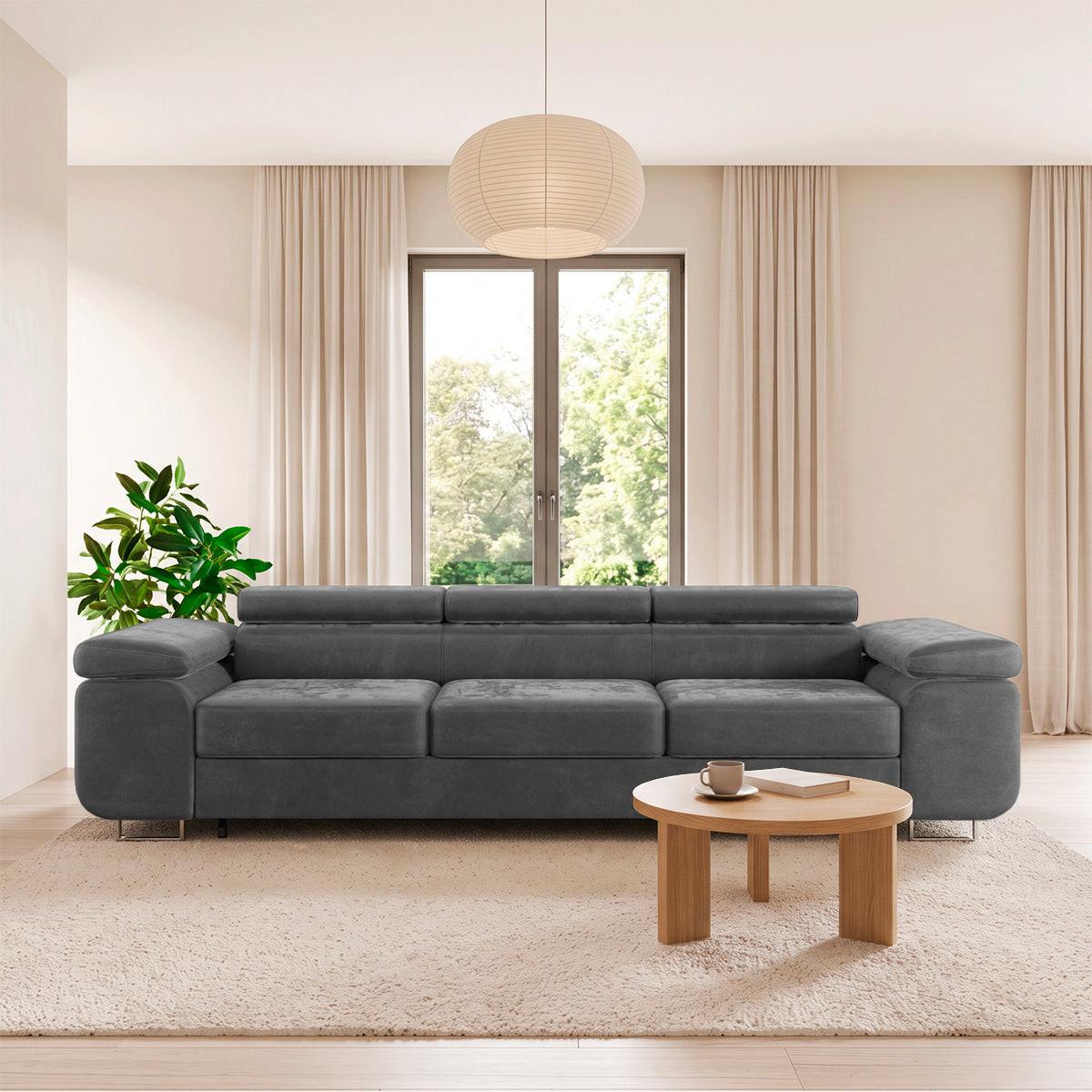 SCHLAFSOFA Lyam 3 Sitzplätze Dunkelgrau - Grau, Textil (275/69/100cm) - Petits-meubles