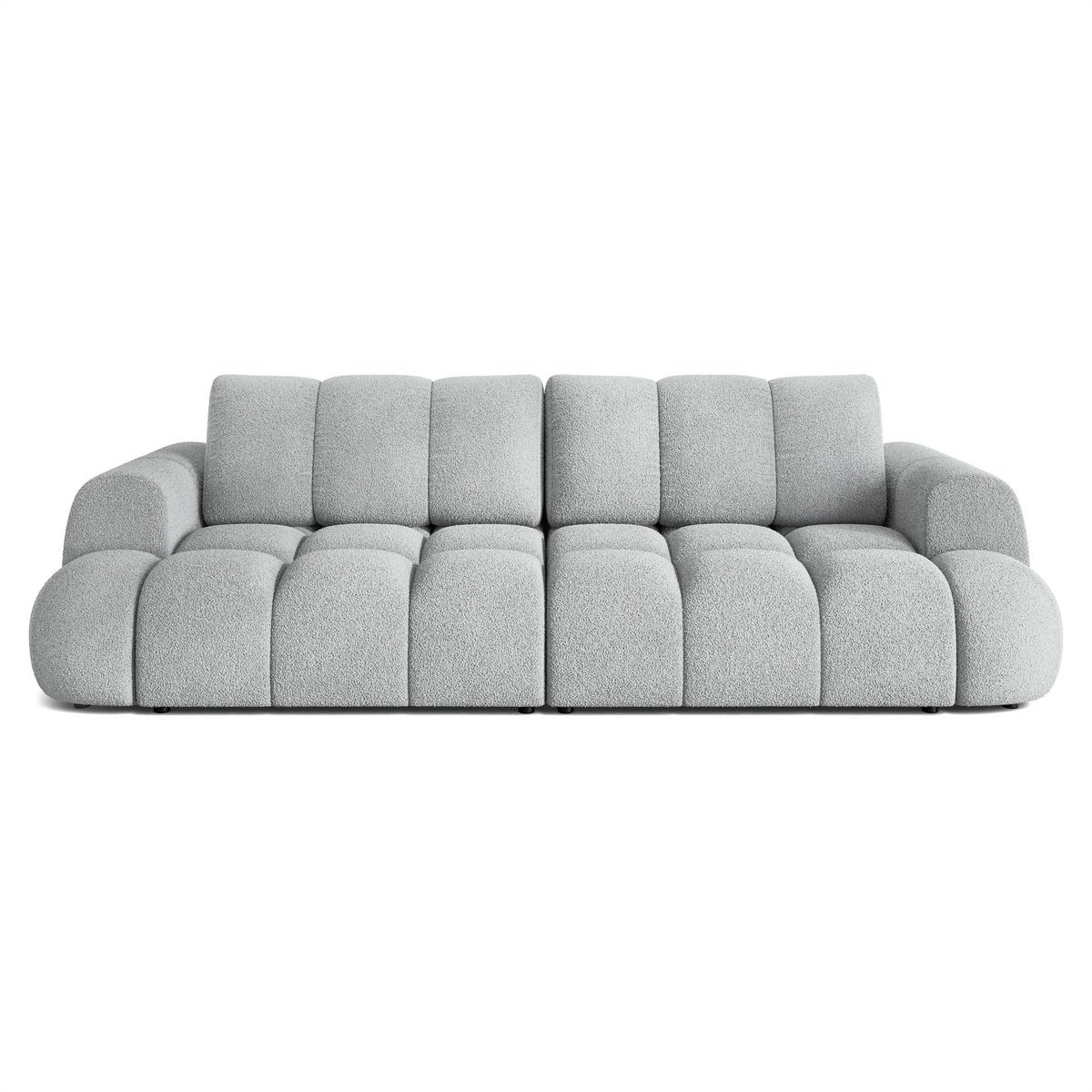 BETTSOFA DAFNE Hellgrau Bucle-Stoff mit Schlaffunktion - Hellgrau, Textil (300/88/113cm) - MASSENO