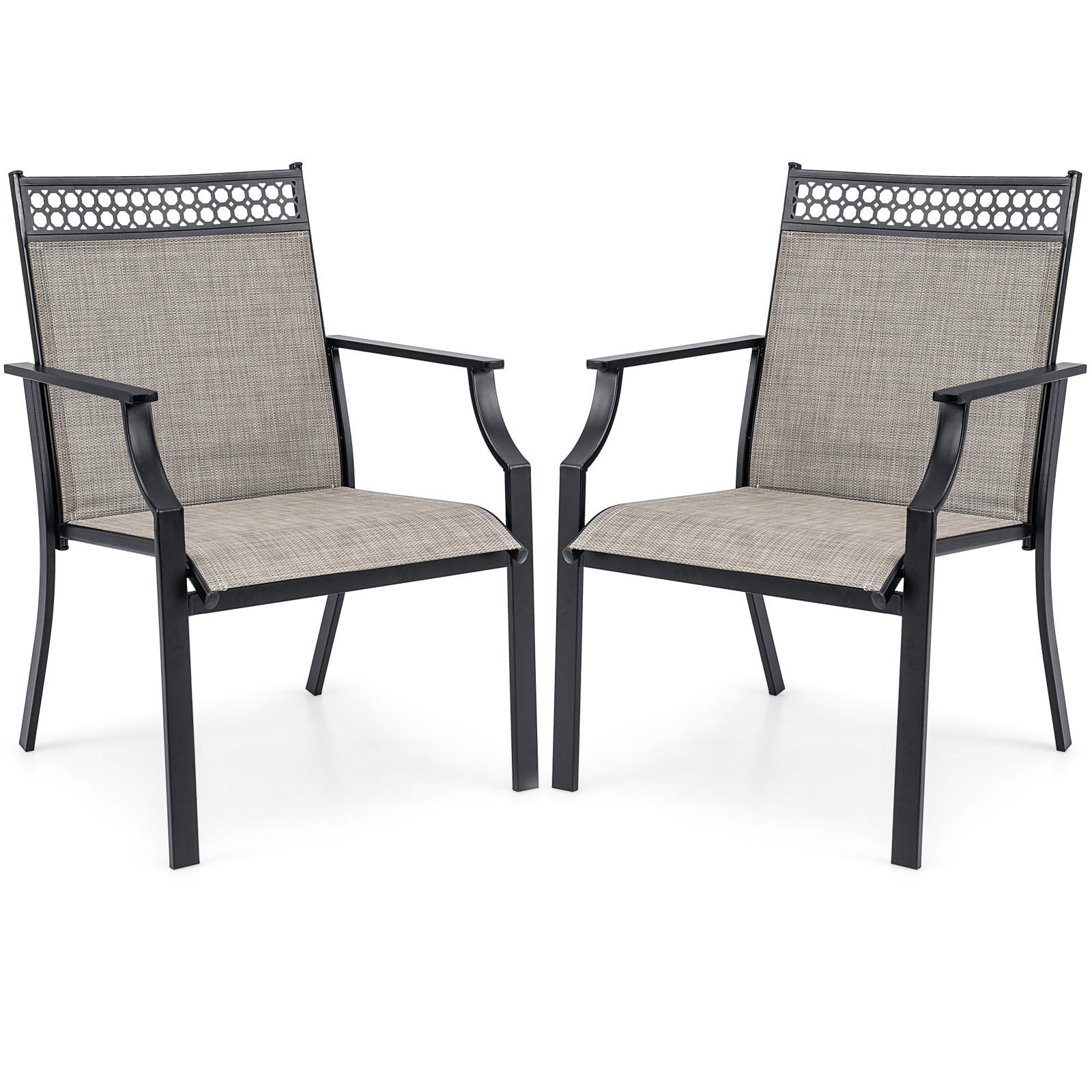 TERRASSENSTÜHLE Kaffee(2er-Set) - Braun, Metall (66/90/61cm) - COSTWAY