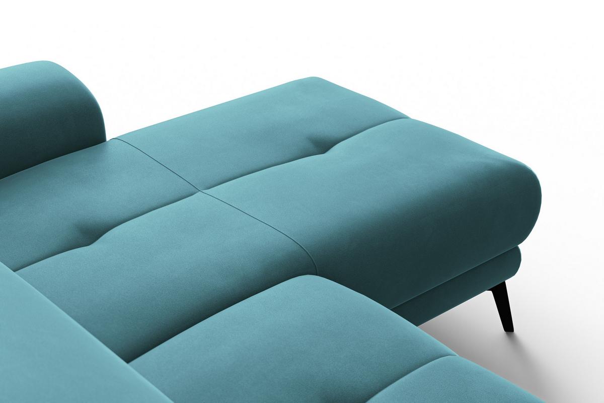 ECKSOFA FIERO 4-Sitzer RECHTS, Minter Veloursstoff - Schwarz/Mintgrün, Holz/Textil (288/170cm) - Courtois Laville
