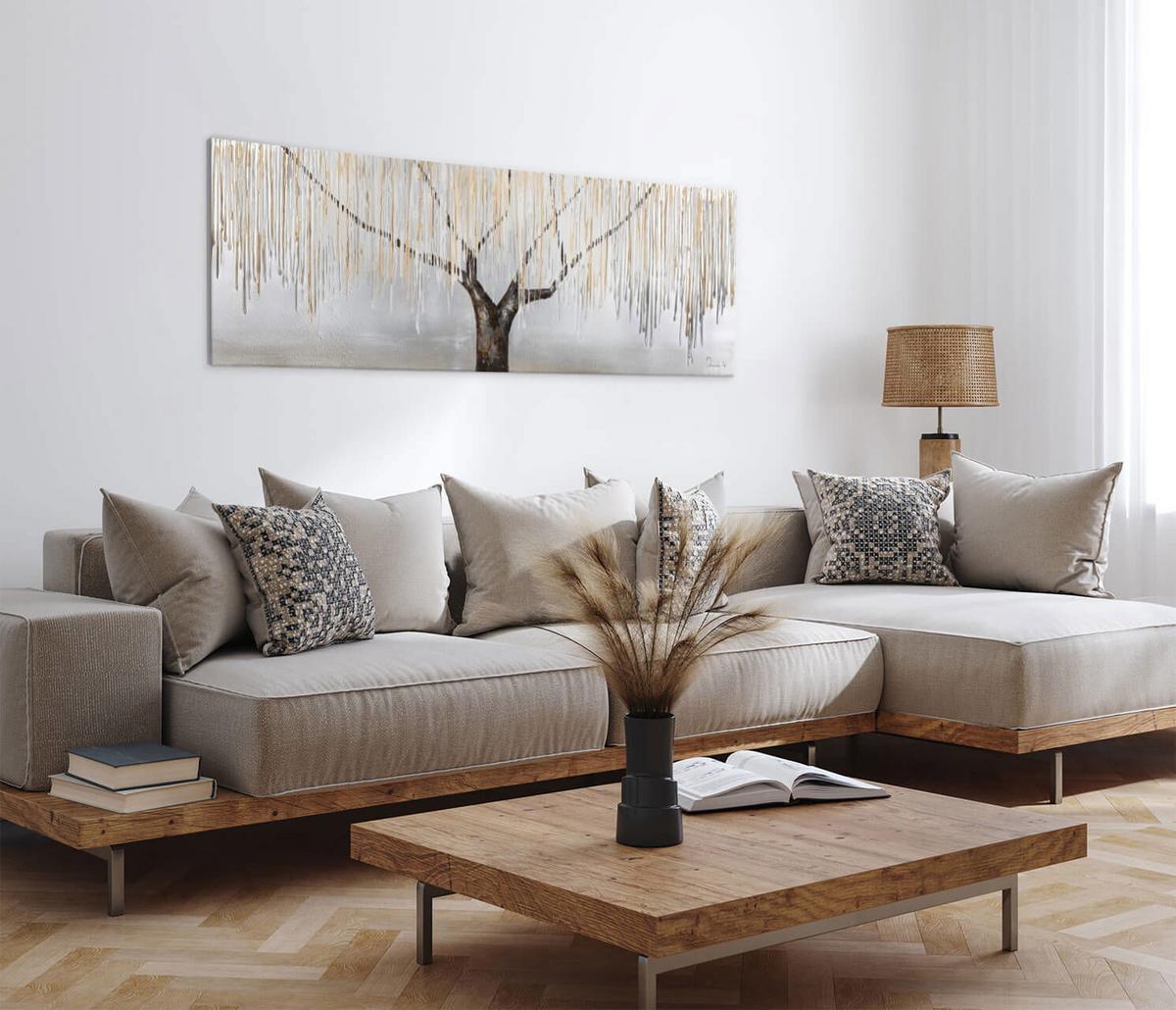 ÖLGEMÄLDE 150/50 cm - Beige, Holz/Textil (150/50cm) - KUNSTLOFT