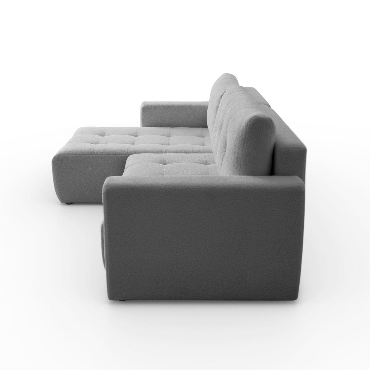 ECKSOFA ASTON mit Schlaffunktion und Bettkasten - Grau, Textil (261/143cm) - Lookway