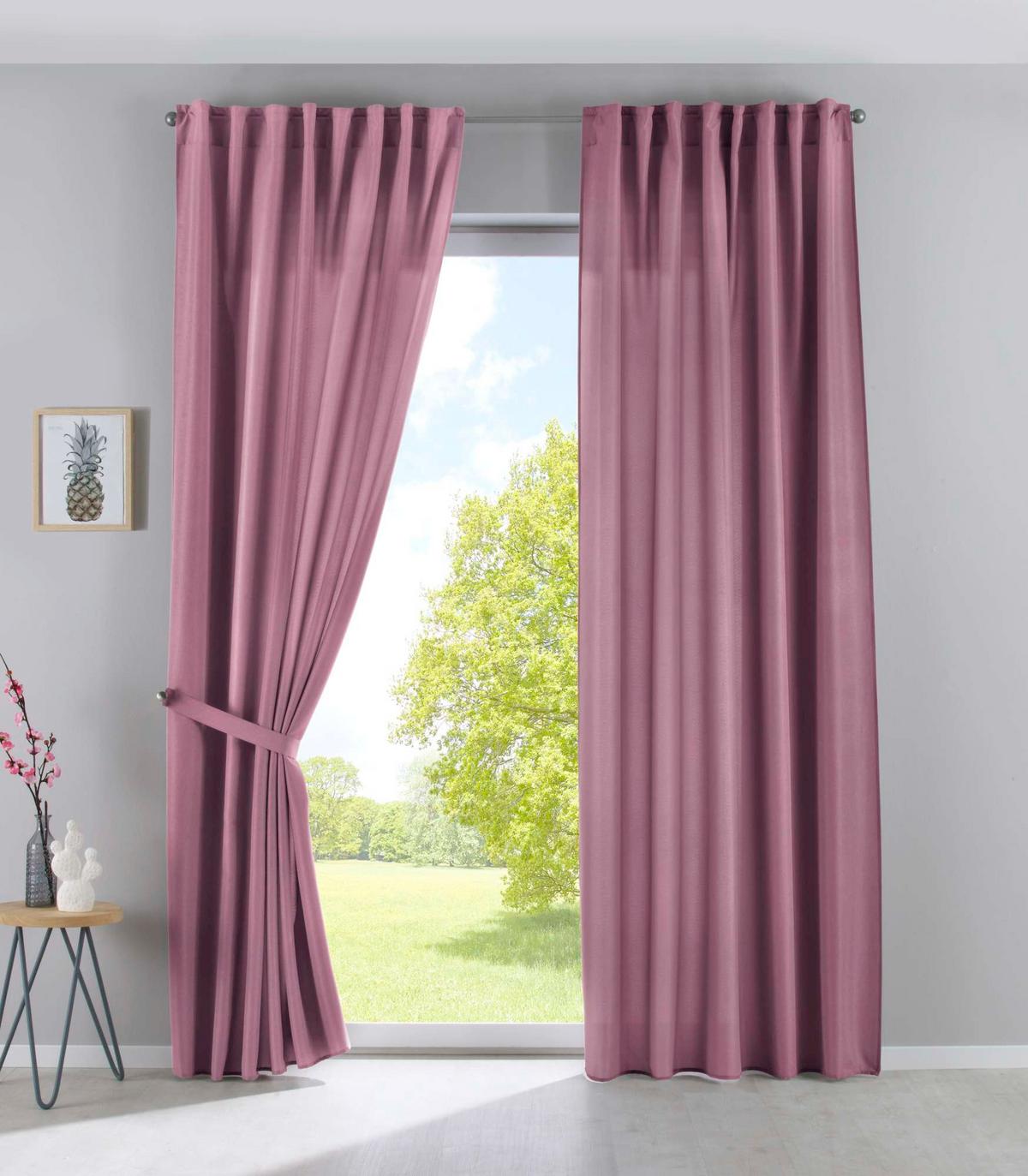SCHLAUFENGARDINE 2ER SET »Jena« HxB 145x140 cm Altrosa - Rosa, Textil (140/145cm) - Gardinenbox