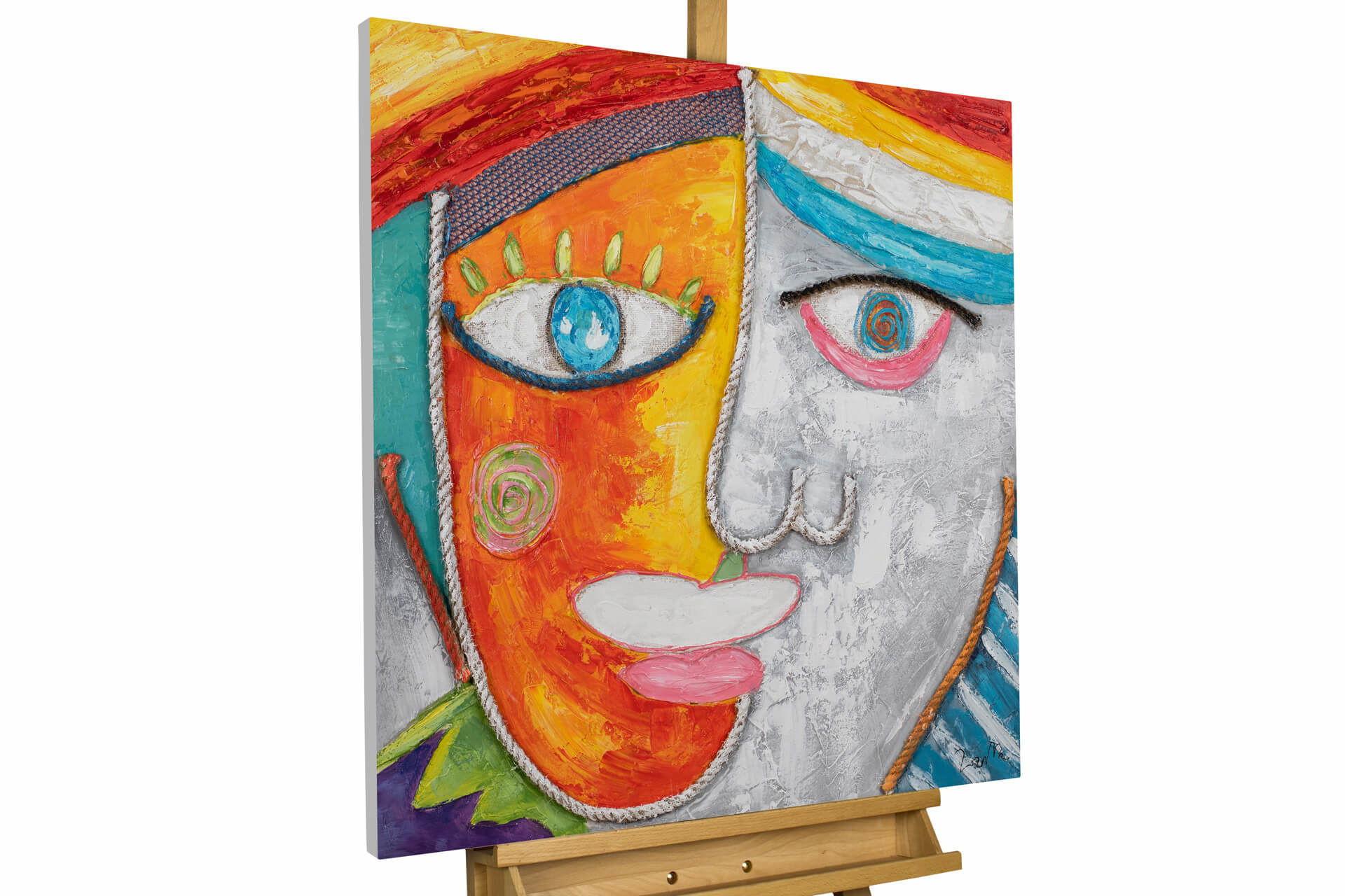ACRYLBILD HANDGEMALT 80/80 cm - Multicolor, Holz/Textil (80/80cm) - KUNSTLOFT