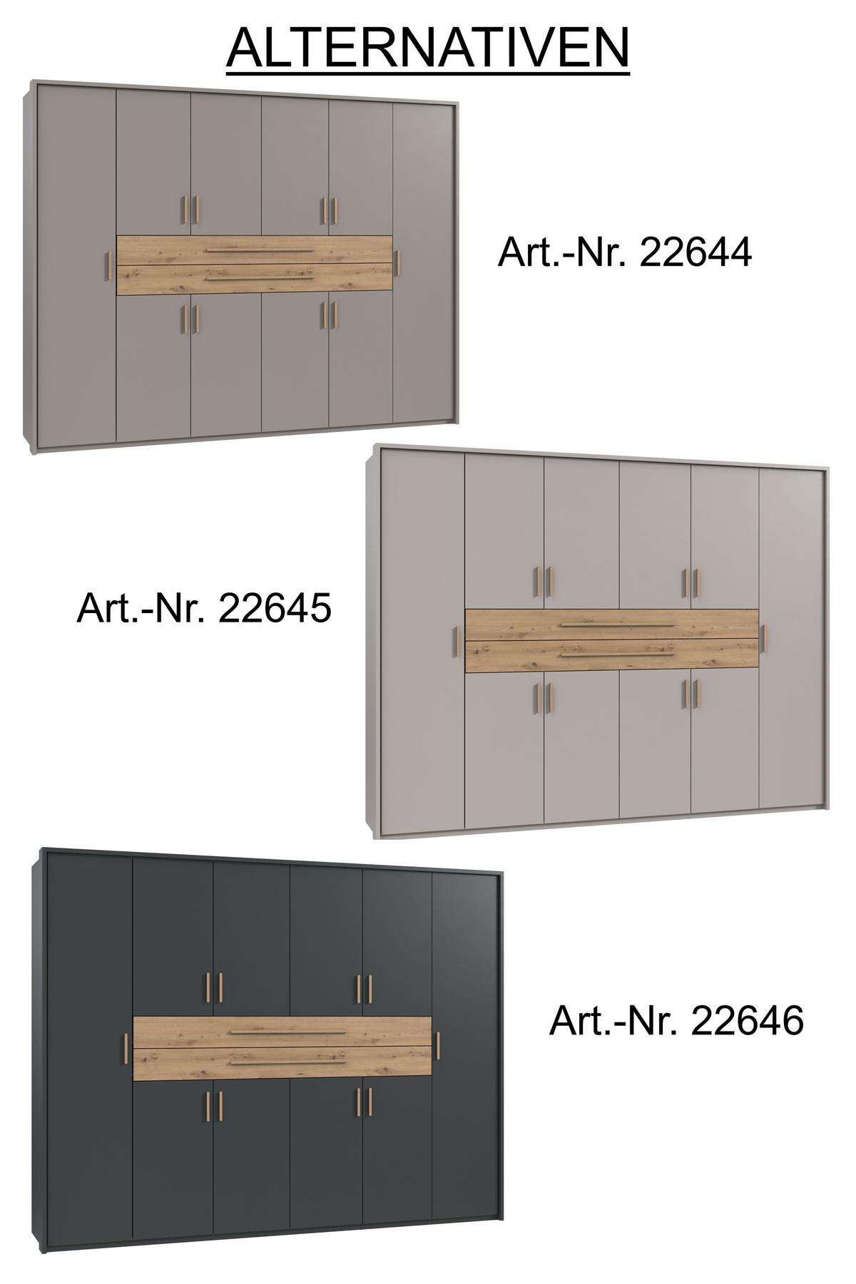 DREHTÜRENSCHRANK B273/H210/T58 cm Beige Grau, Kleiderschrank mit 2 großen Schubkästen & Griffen in Eiche Artisan Dekor / 22645 - Greige/Eiche Artisan, Holzwerkstoff/Kunststoff (273/210/58cm) - luma-home