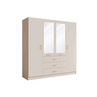DREHTÜRENSCHRANK NEVARIS 200/200,5/58cm 4-türig mit Spiegel Sandbeige - Sandfarben, Holzwerkstoff (200/200.5/58cm) - MASSENO